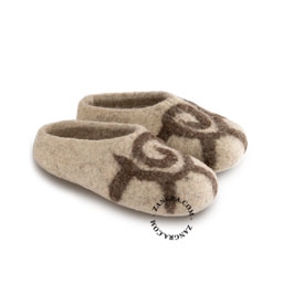 handgjorda filttofflor beige/brun för barn