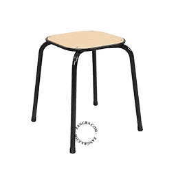 wooden stackable stool - black