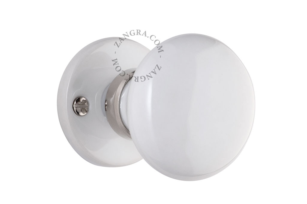 white porcelain double doorknob