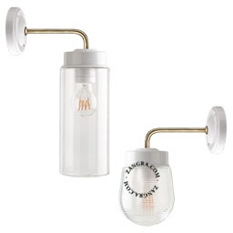 applique en porcelaine blanche avec globe en verre