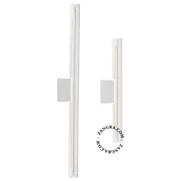 væg- eller loftslampe S14d i hvid porcelæn - transparent stick pære