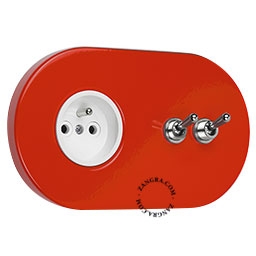 enchufe rojo e interruptor simple o conmutado - 2 palancas niqueladas