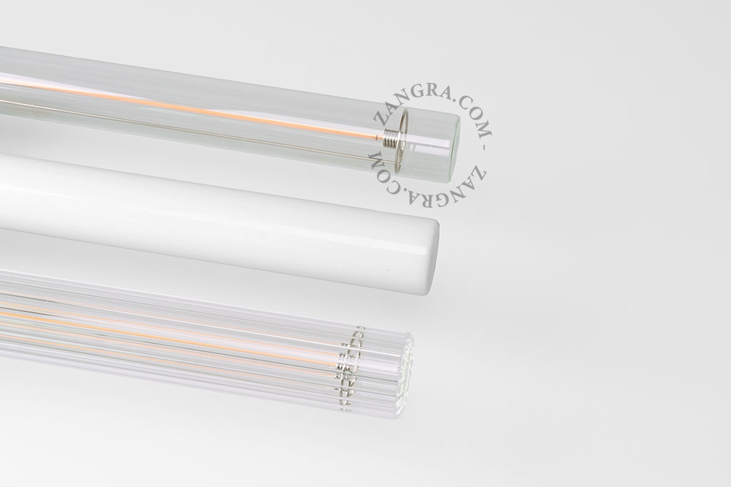 lampe S14d en porcelaine marron - ampoule tubulaire transparente