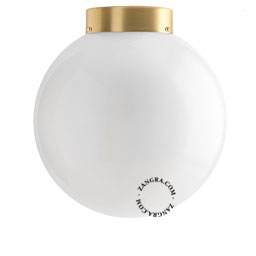 lampada da soffito in ottone - paralume in vetro