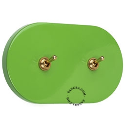 double interrupteur vert va-et-vient ou simple - levier en laiton