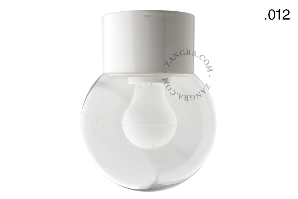 lampa biała porcelana ze szklanym kloszem