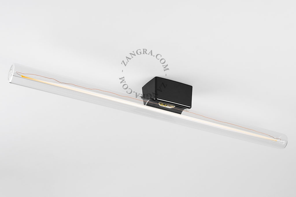 czarna porcelanowa lampa ścienna lub sufitowa S14d Adrien - świetlówka szkło przezroczyste
