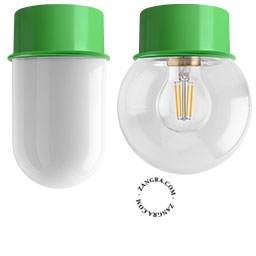 lampada da parete o da soffito verde - paralume in vetro - Ø 10 cm