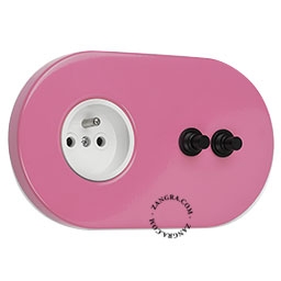 pink flush mount socket & switch – double black push-button
