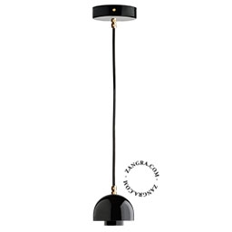 lampada a sospensione in porcellana nera
