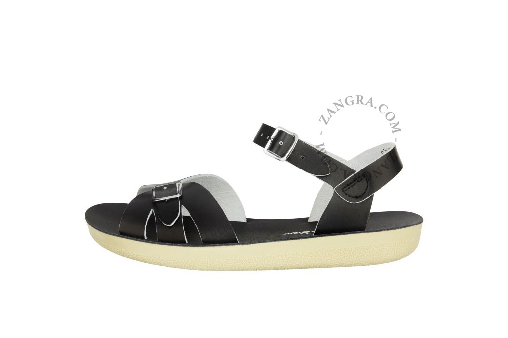 leather water sandals with soft sole - black