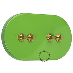 interrupteur vert - 4 boutons-poussoirs en laiton