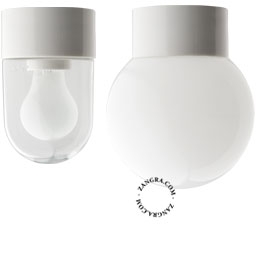 lampa i porslin för badrum med glasskärm – Ø 10cm - IP54