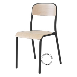 stackable wooden school chair - black