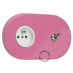 enchufe rosa e interruptor simple o conmutado - palanca niquelada