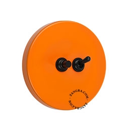 double interrupteur orange va-et-vient ou simple et bouton-poussoir - noir