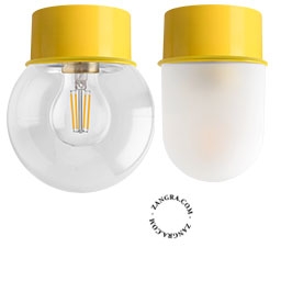 lampada da parete o da soffito gialla - paralume in vetro - Ø 10 cm