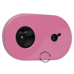 enchufe rosa e interruptor simple o conmutado - palanca negra