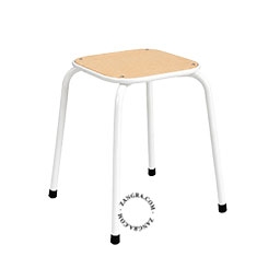 wooden stackable stool - white
