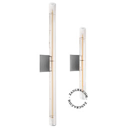 chrome wall or ceiling light S14d – clear stick bulb