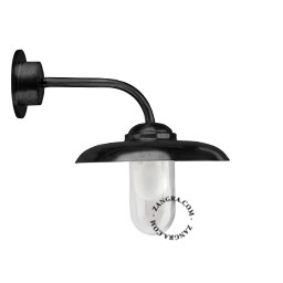 vägglampa med svanhals i svart mässing för utomhusbruk - IP44