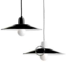 candeeiro pendente de esmalte preto - Ø 28 cm