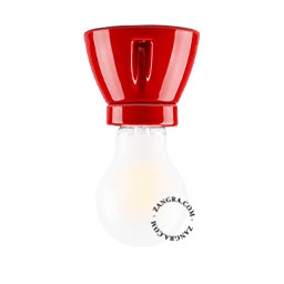 lampada in porcellana rossa