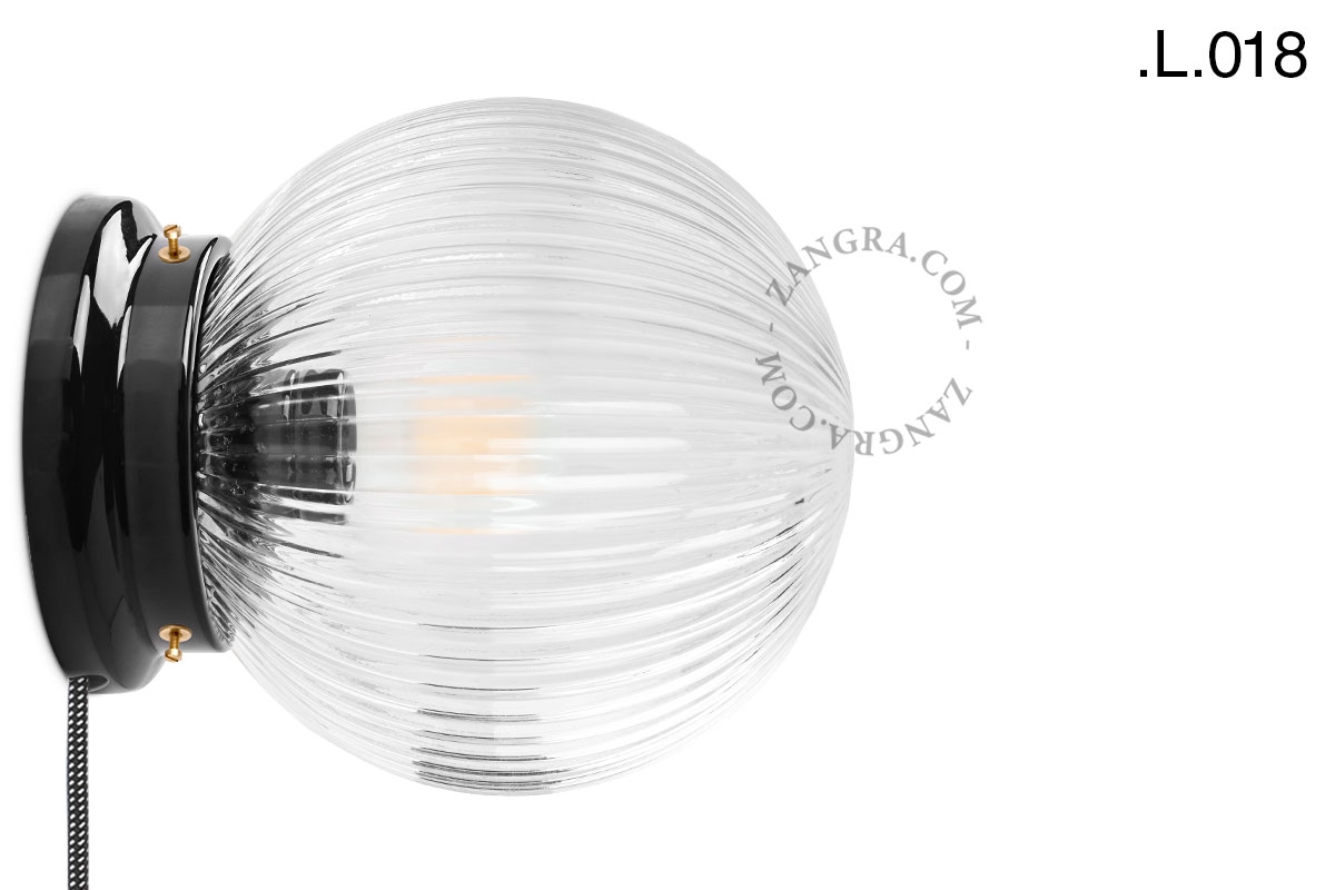 applique ou lampe de table Cédric en porcelaine noire