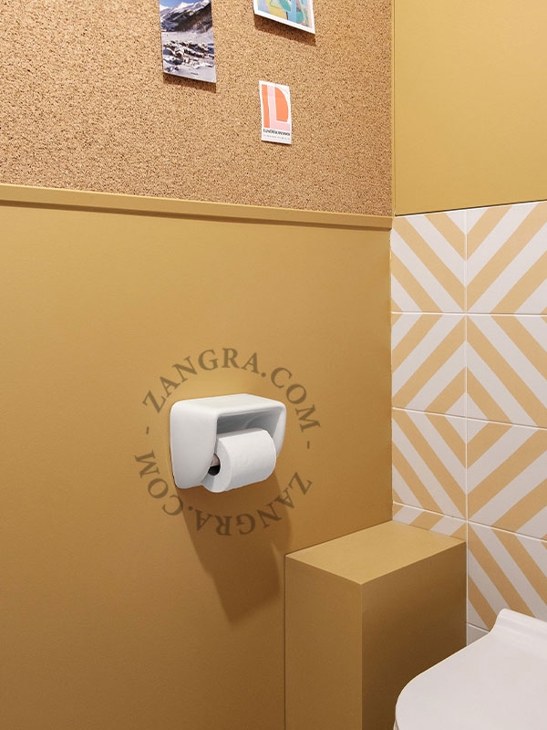 portarotolo di carta igienica in porcellana bianca