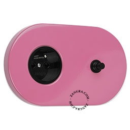 pink flush mount socket & switch – black push-button