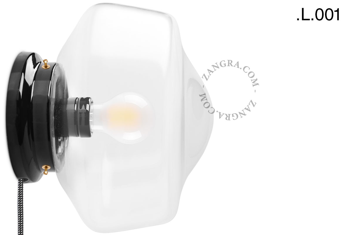 applique ou lampe de table Cédric en porcelaine noire