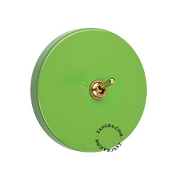 interrupteur vert va-et-vient ou simple - levier laiton