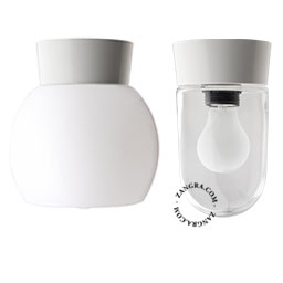 vit vägg- eller taklampa - glasskärm - Ø 11 cm