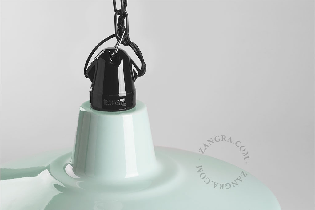 mintfarvet emaljeret pendellampe - Ø 40 cm