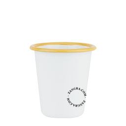 gobelet en émail blanc avec bord caramel - 31 cl
