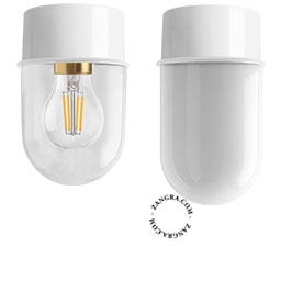 lampada da parete o da soffito bianca - paralume in vetro - Ø 10 cm