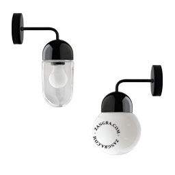 applique en porcelaine noire - globe en verre