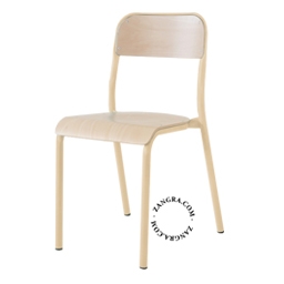 stackable wooden school chair - ivory