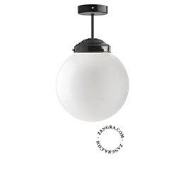 sort loftslampe - glas skærm