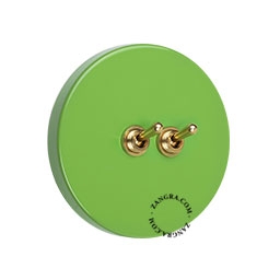 double interrupteur vert va-et-vient ou simple - levier en laiton