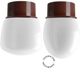 lampada da parete o da soffito marrone - paralume in vetro - Ø 10 cm