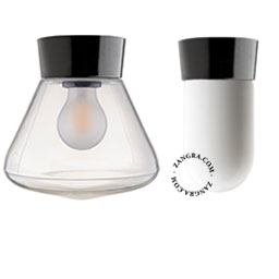 svart vägg- eller taklampa - glasskärm - Ø 11 cm