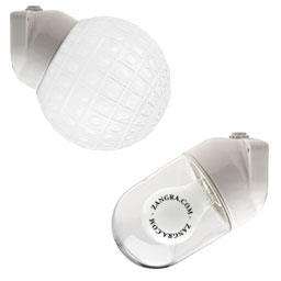 applique en porcelaine blanche pour salle de bain - Ø 9,5 cm - globe en verre - IP54