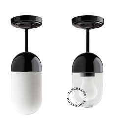 lámpara de techo de porcelana negra - pantalla de vidrio