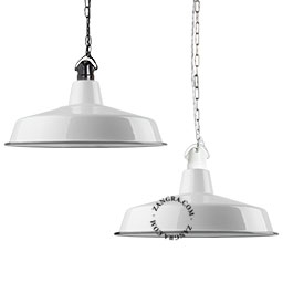 hvid emaljeret pendellampe - Ø 40 cm