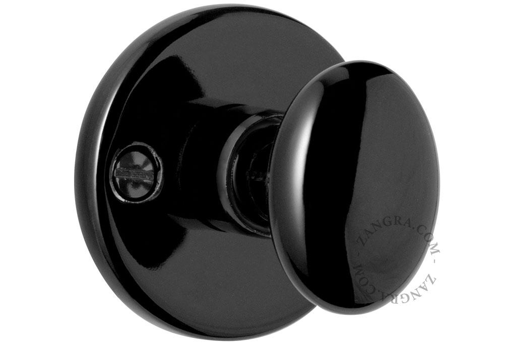condena de puerta y roseta de porcelana negra