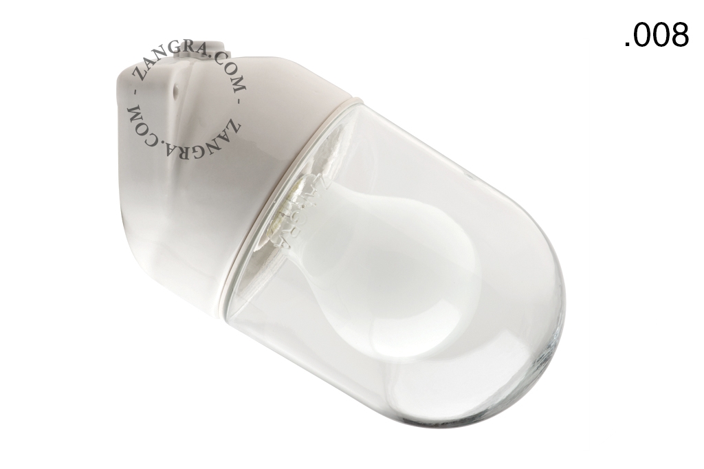 candeeiro de parede em porcelana branca para casa de banho - Ø 9,5 cm - abajur de vidro - IP54