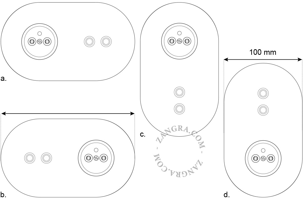 oranje stopcontact met 2 drukknoppen - zilverkleurig