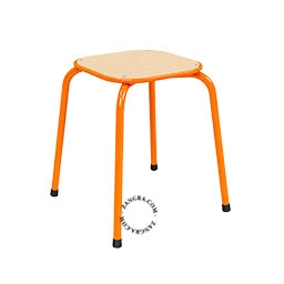wooden stackable stool - orange