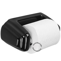 porcelain toilet paper holder - black